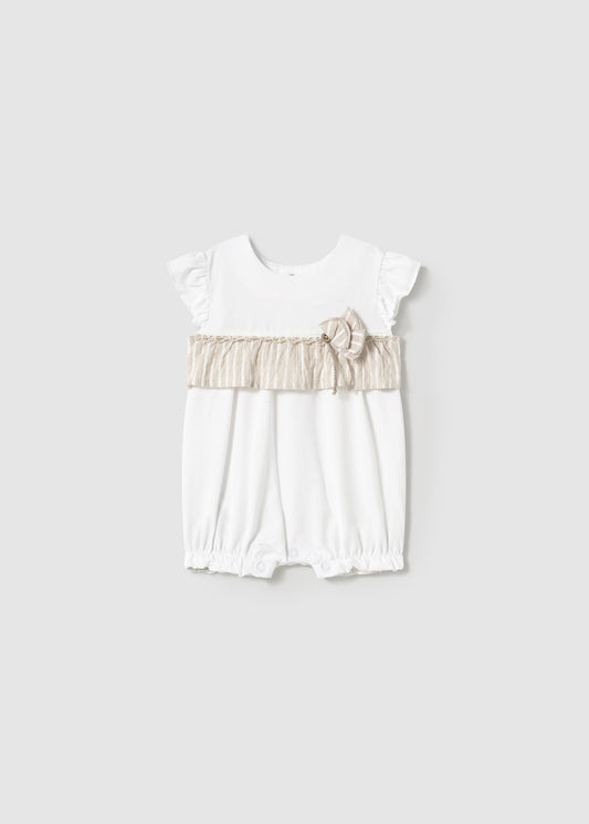 Mayoral Newborn Romper with Stripe Detail