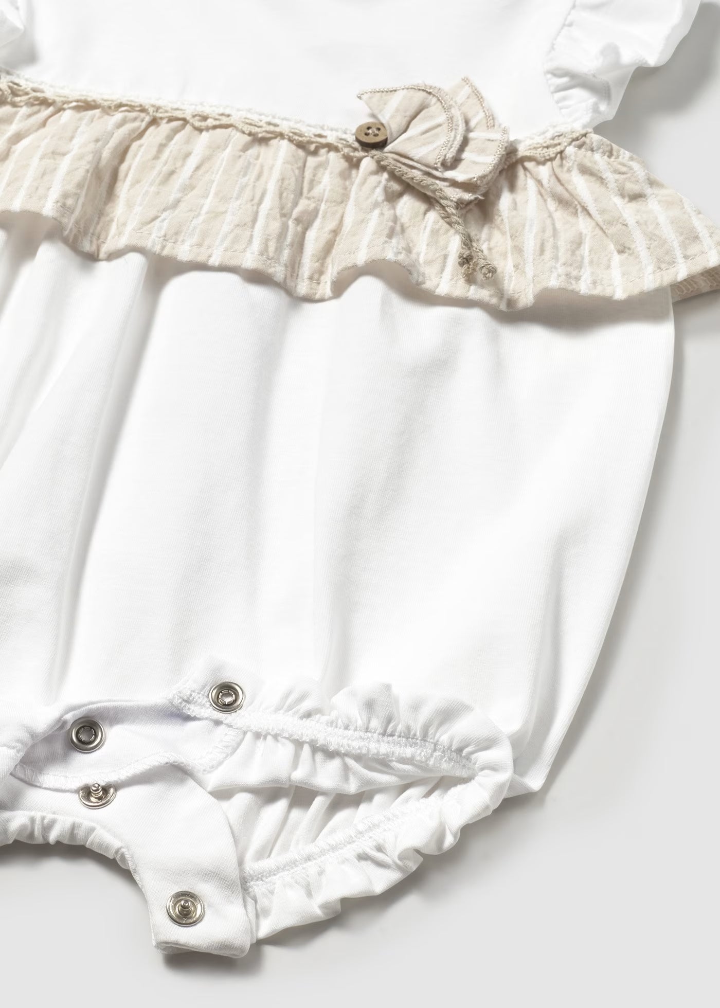 Mayoral Newborn Romper with Stripe Detail