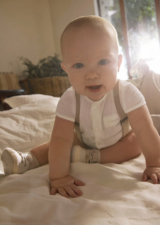 Mayoral Newborn Shorts with Suspenders and Shirt Set