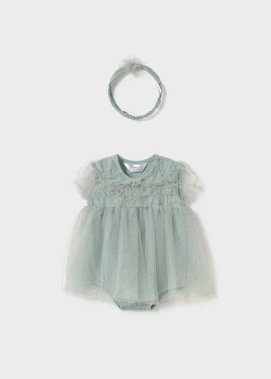 Mayoral Newborn Tulle Romper with Headband