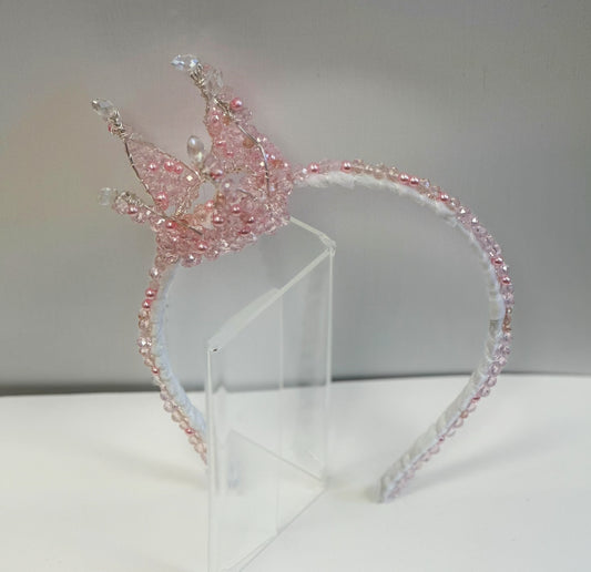 AB Beaded Crystal Headband w/Crown