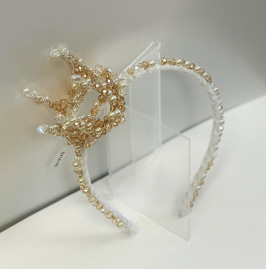 AB Beaded Crystal Headband w/Crown