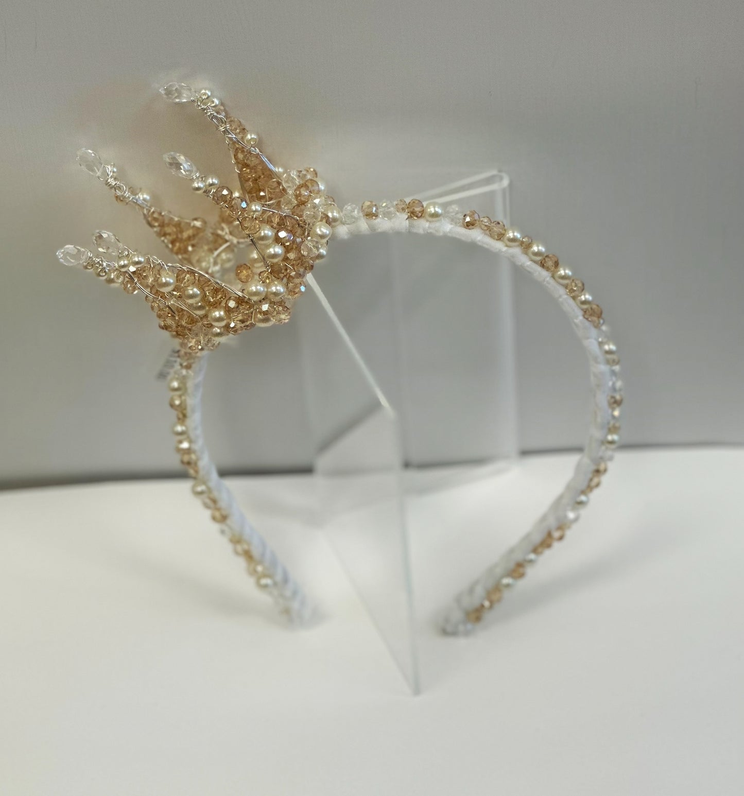 AB Beaded Crystal Headband w/Crown