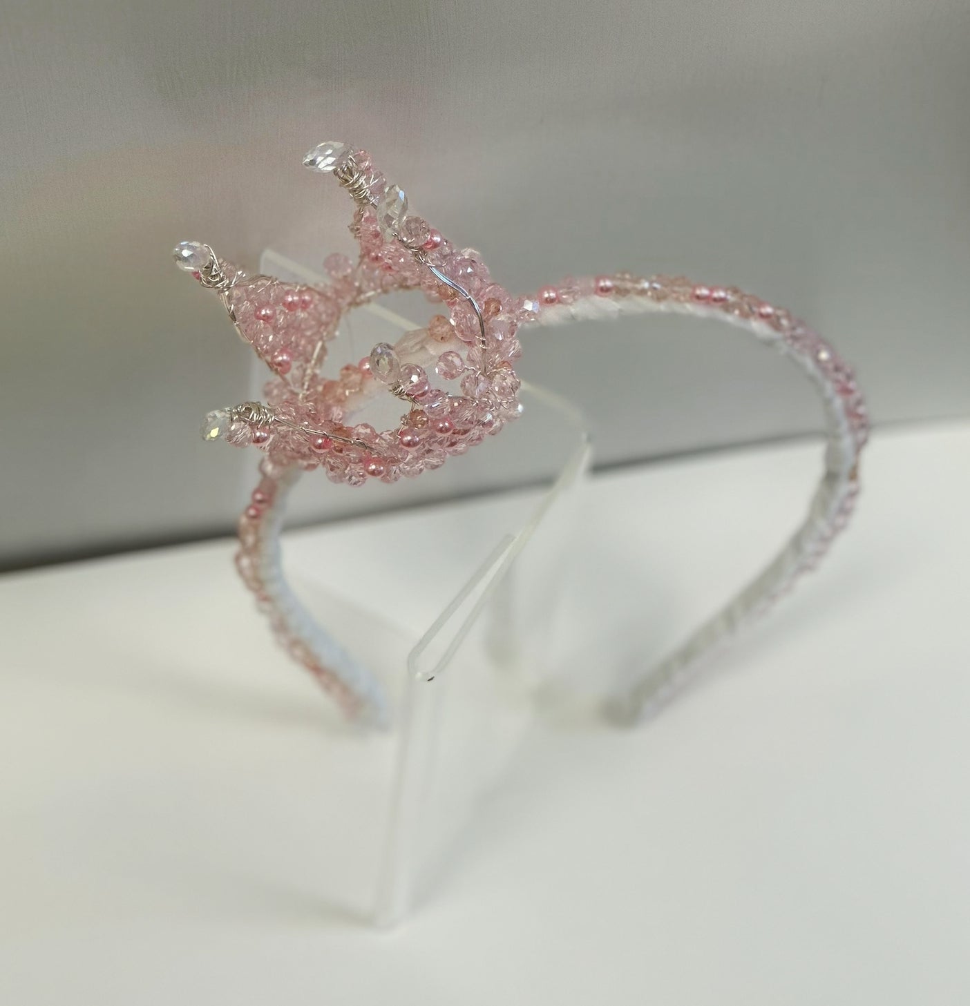 AB Beaded Crystal Headband w/Crown