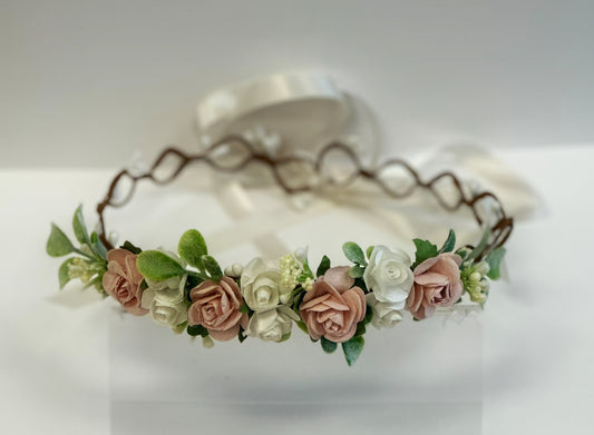 Pink/Ivory Flower Crown