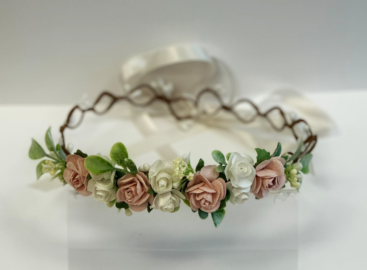 Pink/Ivory Flower Crown