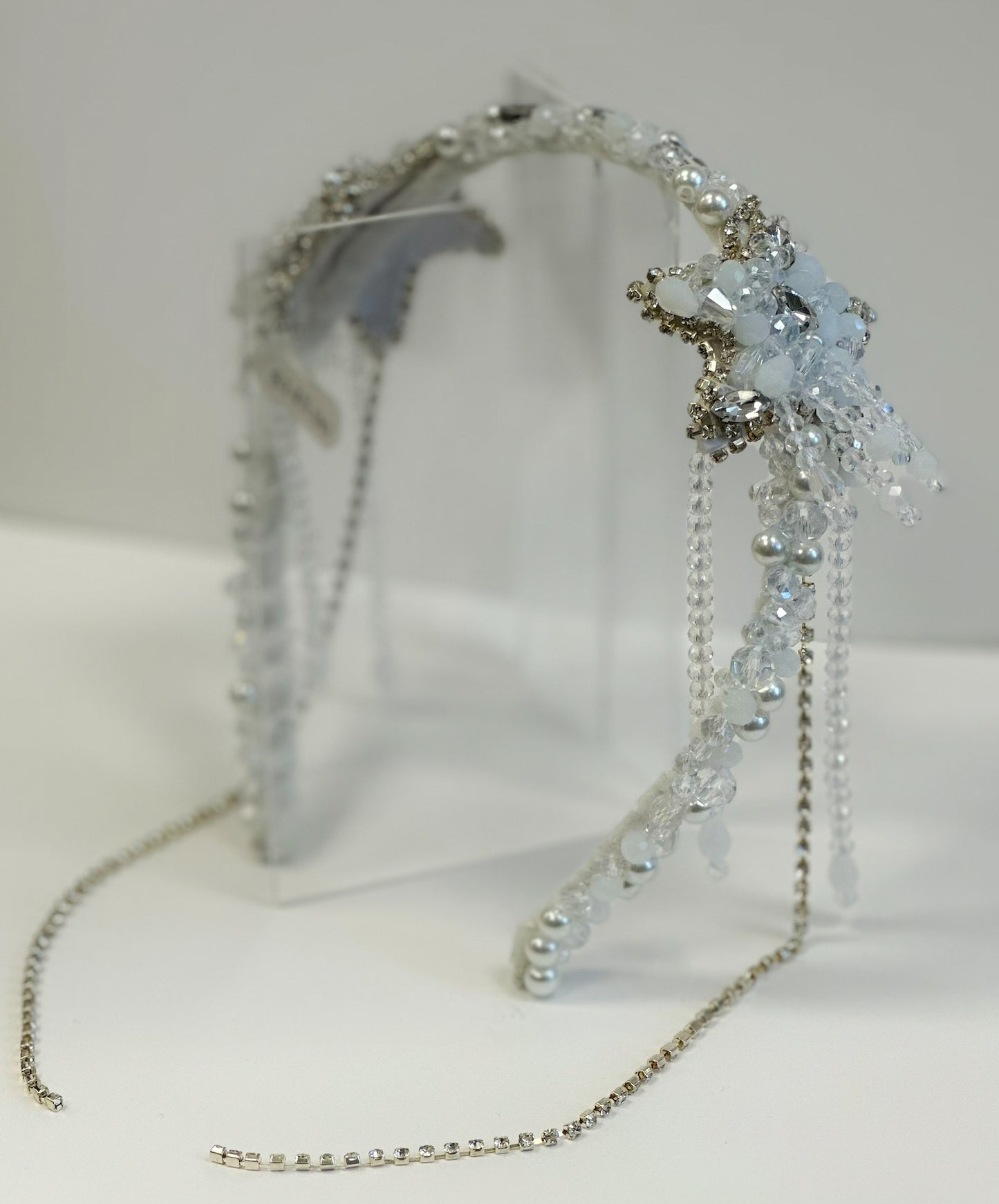 AB Beaded Headband w/Crystals/Pearls