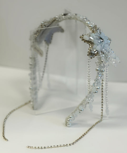 AB Beaded Headband w/Crystals/Pearls