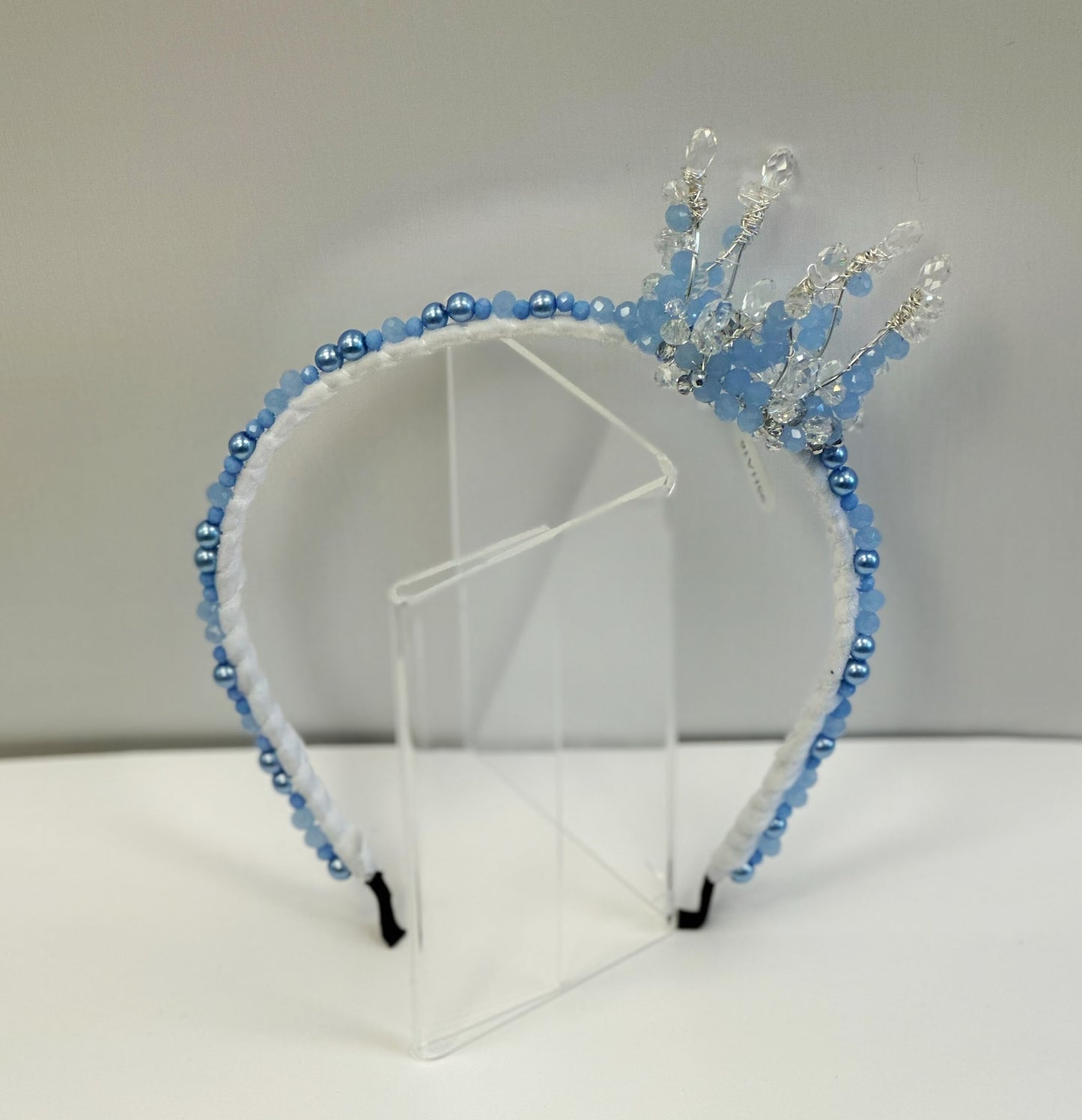 AB Beaded Crystal Headband w/Crown