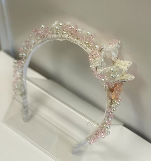 AB Beaded Crystal Headband w/Crown