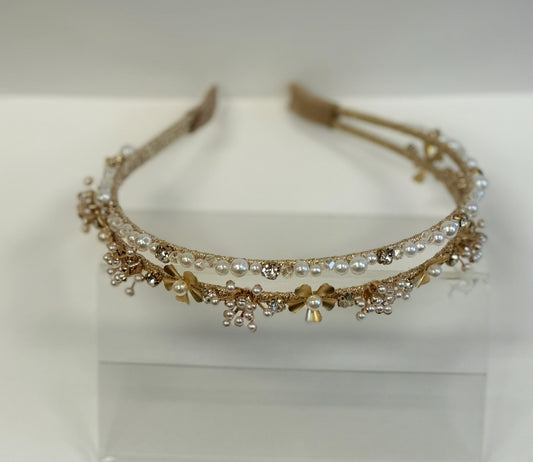 Gold Pearl Beaded Headband