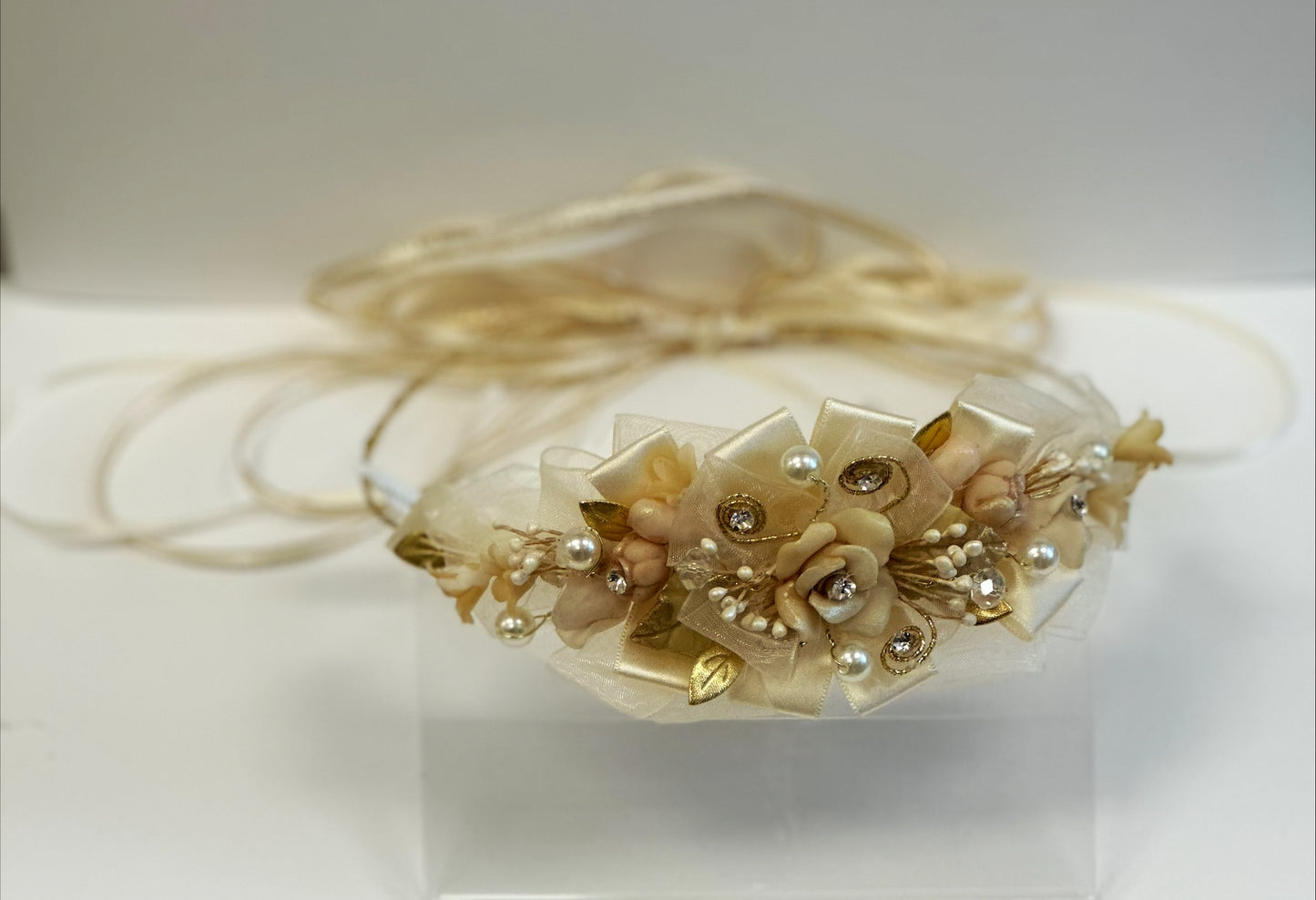 Champagne/Gold Floral Hair Garland