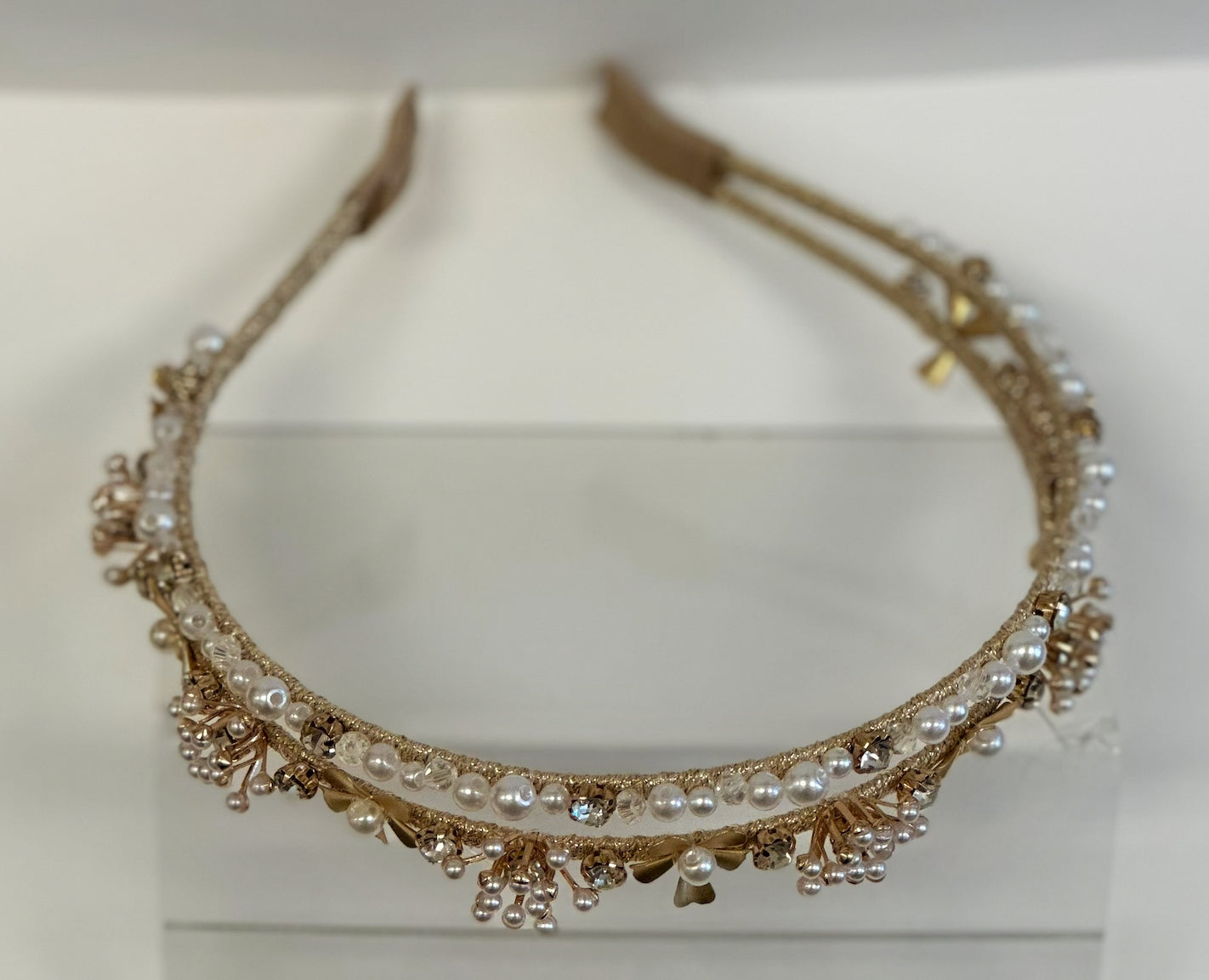 Gold Pearl Beaded Headband