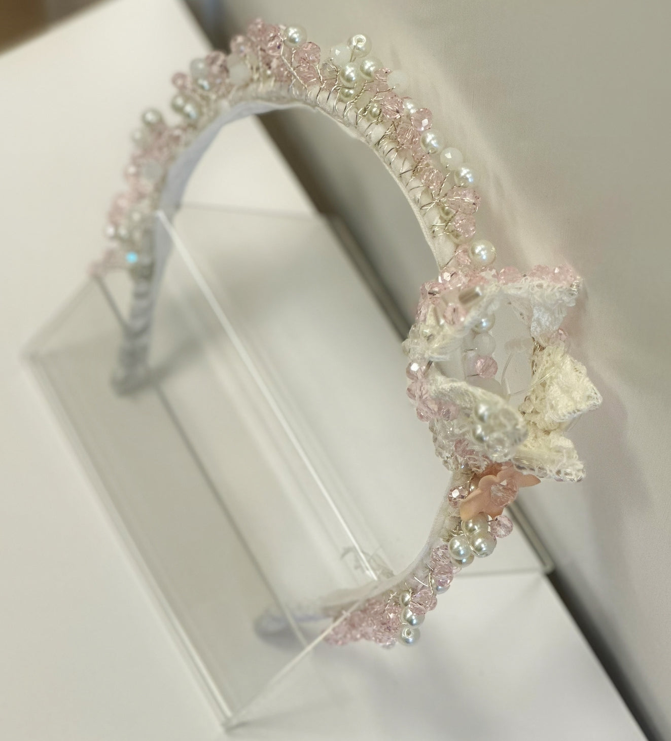 AB Beaded Crystal Headband w/Crown