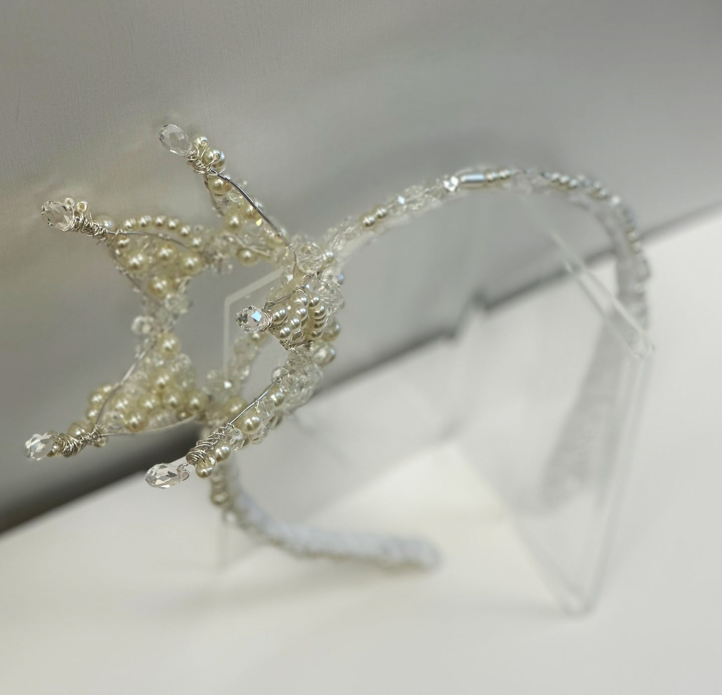 AB Beaded Crystal Headband w/Crown