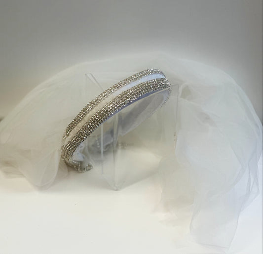 AB Rhinestone Headband w/Tulle