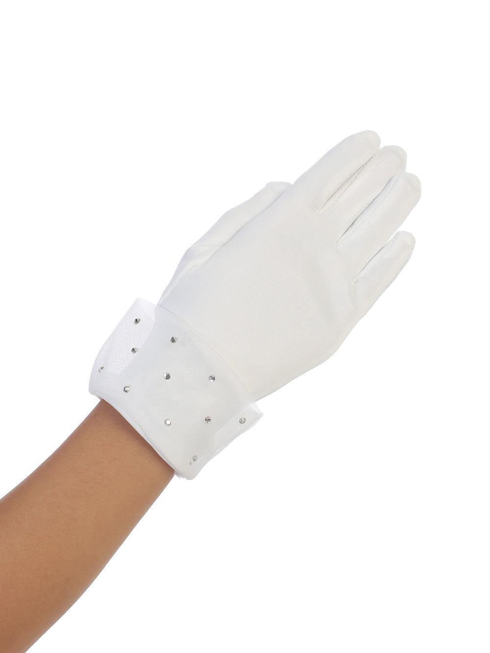 Matte Satin Glove with Rhinestone Cuff
