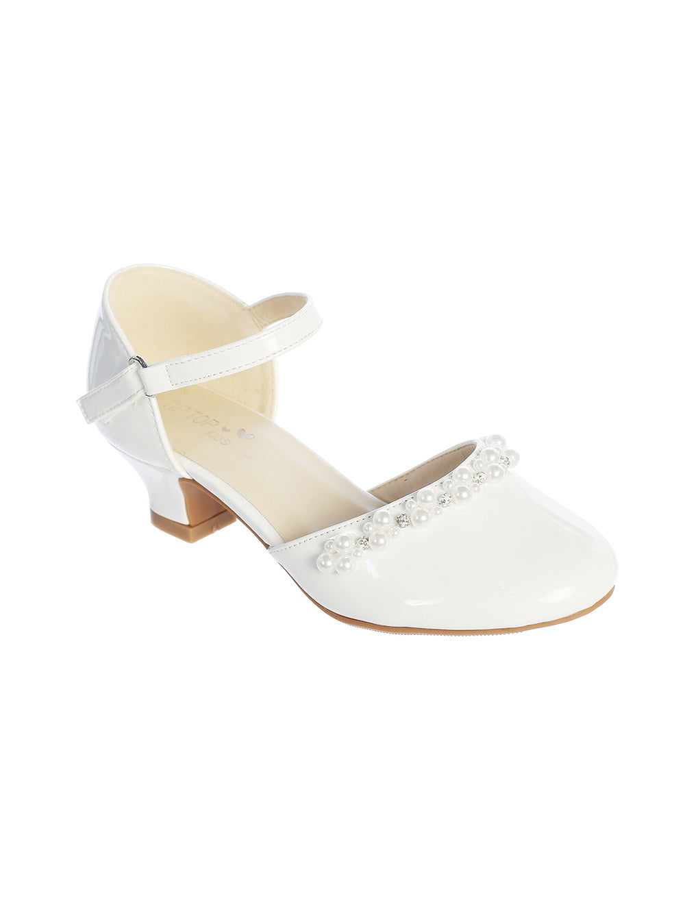 Girls Patent Heal w/Pearl Embellishment