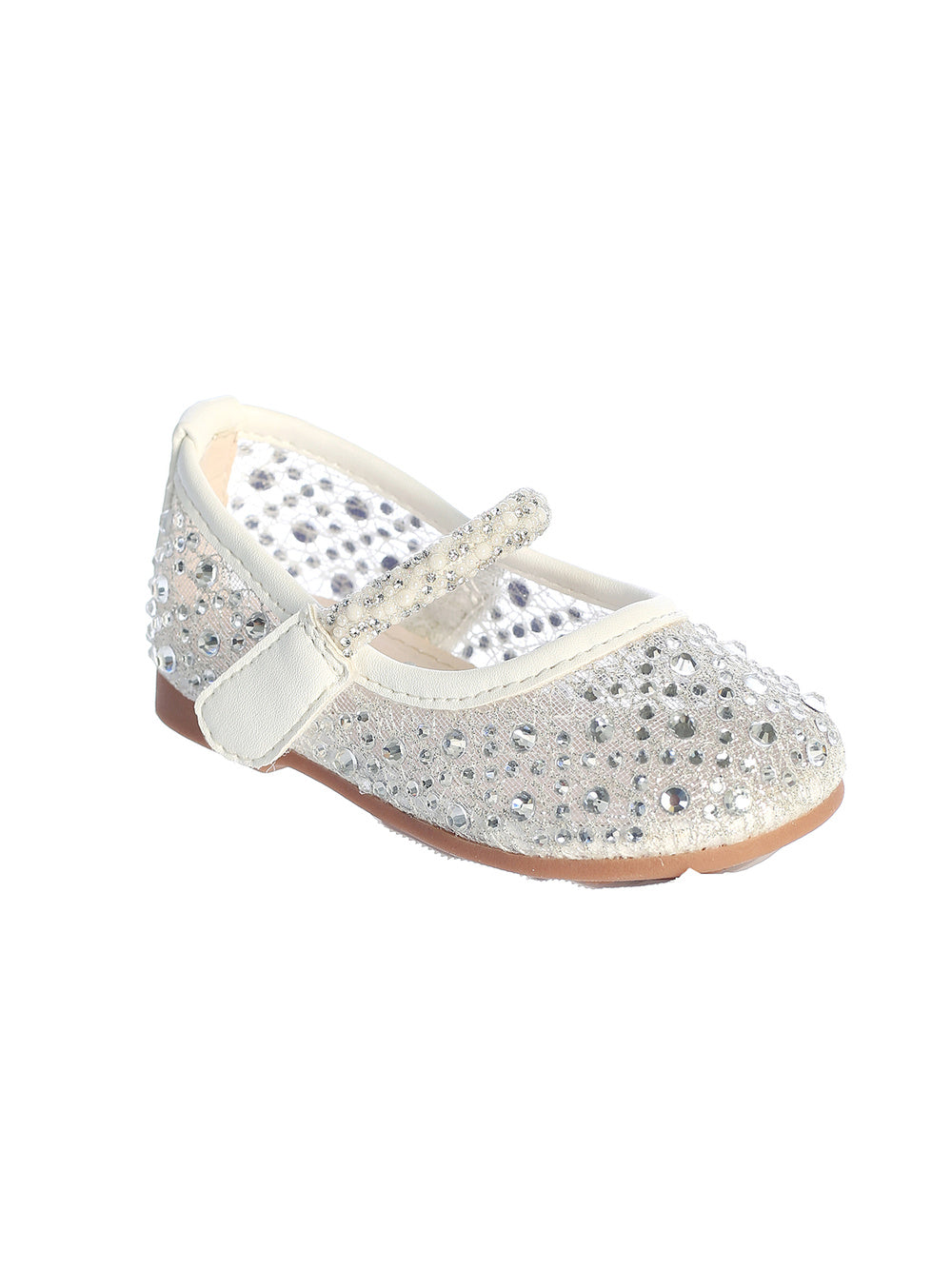 Infant Mesh Rhinestone Flats with Embellished Velcro Strap