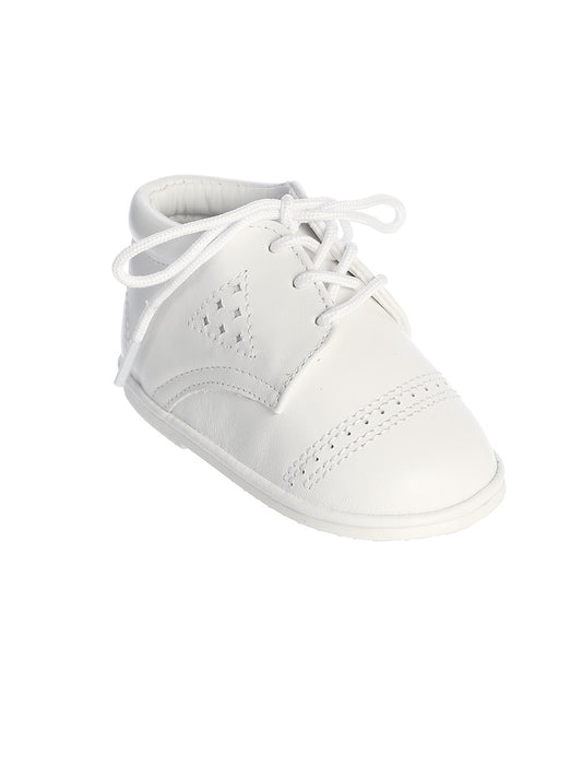 Boy’s Matte Baptism High Top Shoes with Cut Outs and Lace Up Tie