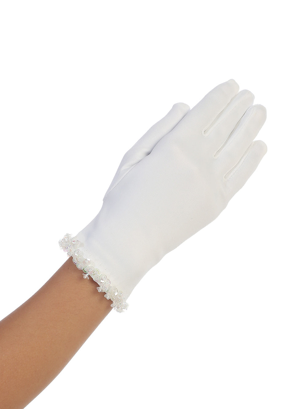 Matte Satin Beaded Gloves