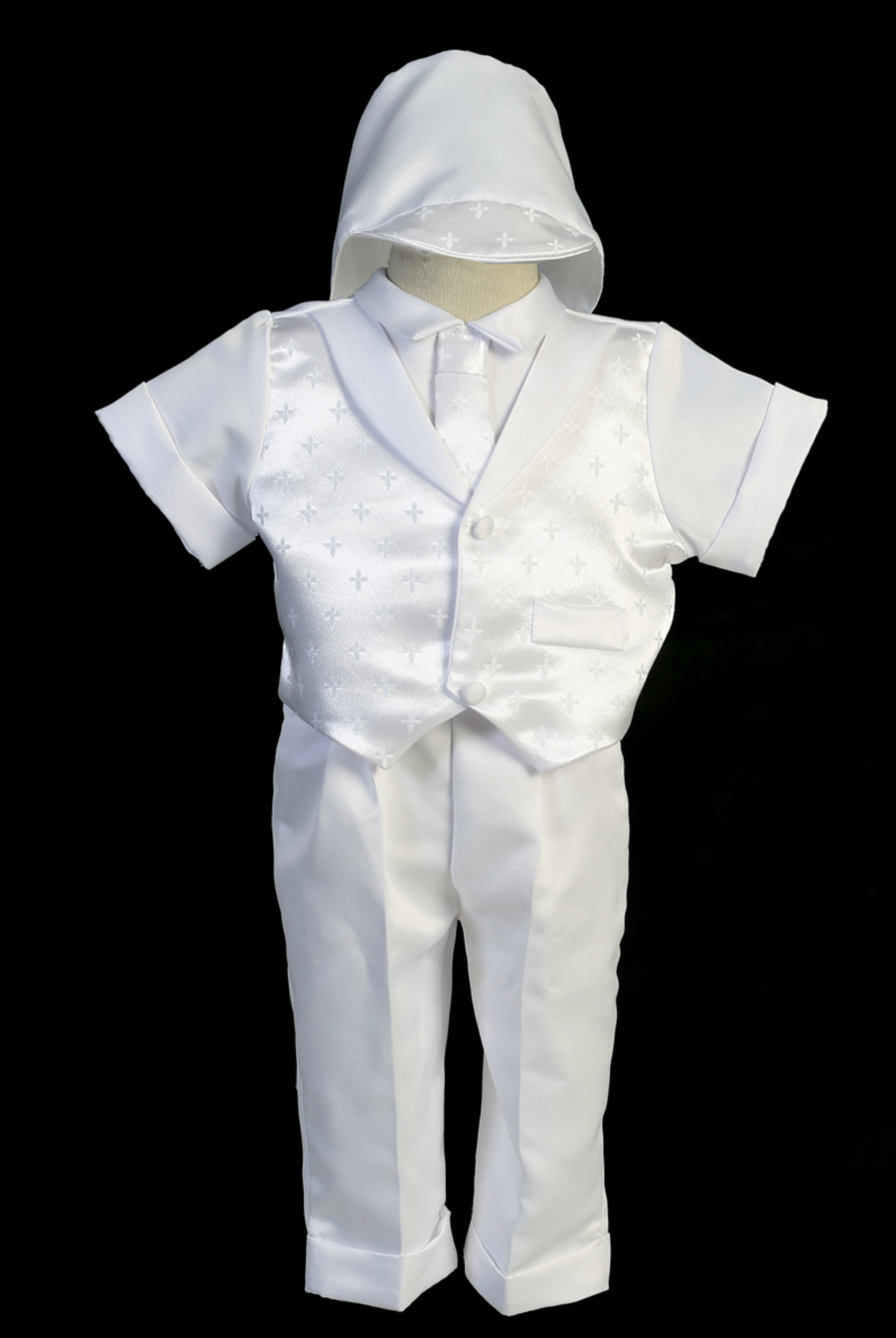 Boys Long Pant Baptism outfit with Cross Embroidery Share