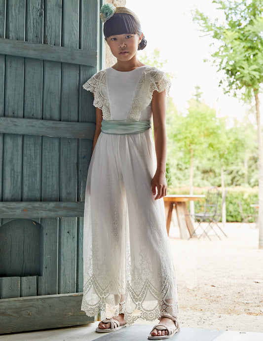 Abel & Lula Embroidered Tulle Jumpsuit