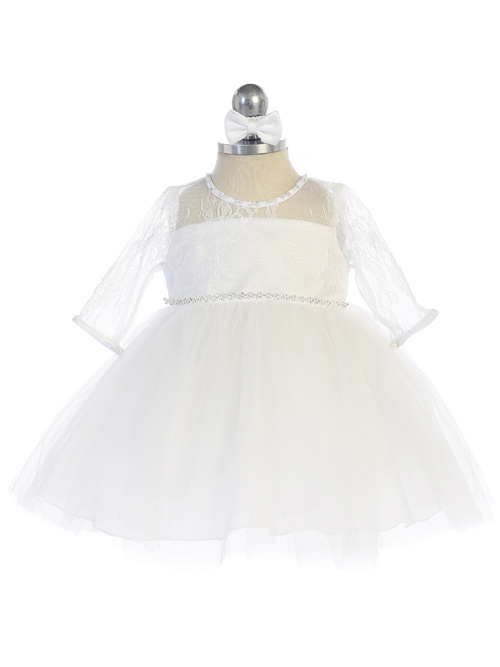 Infant Lace Bodice LS Dress with Tulle Skirt