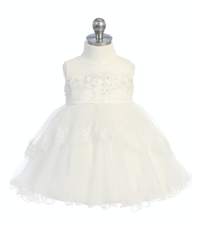 Infant Illusion Neckline, Soft Lace Peplum