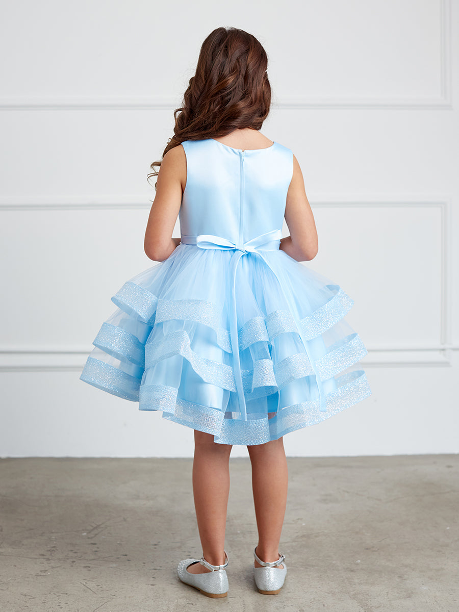 Girls Short Dress with Glitter Horse Hair Ruffles
