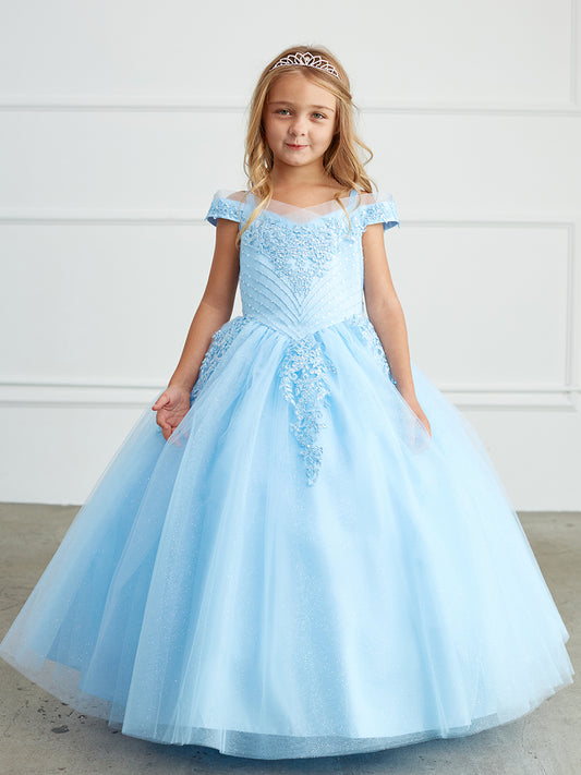 Girls Chevron Beading Pageant Dress