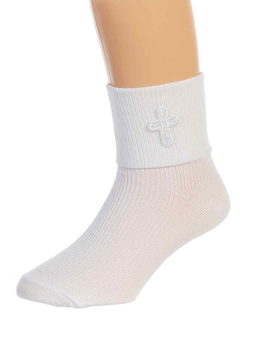 Boys White Socks With Cross