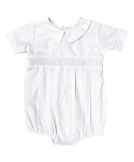 White Cross Smocked Romper