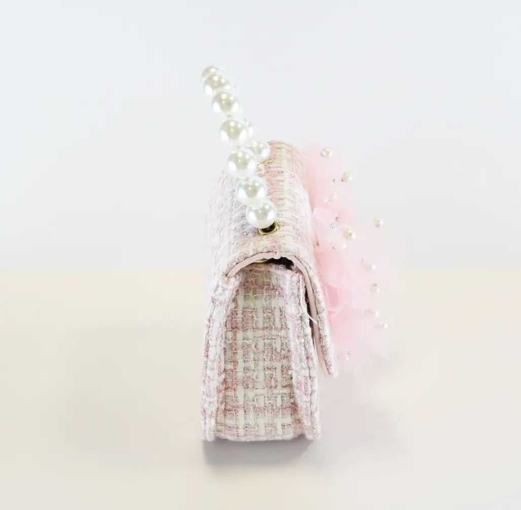 Mesh Bow Tweed Purse