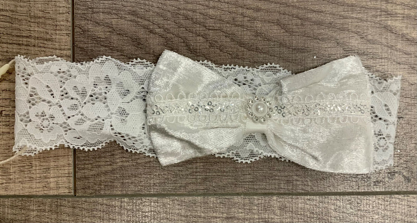 Princess Daliana Ivory Velour Dress/Headband Set