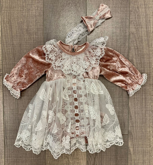 Princess Daliana Velour Dress and Headband Set
