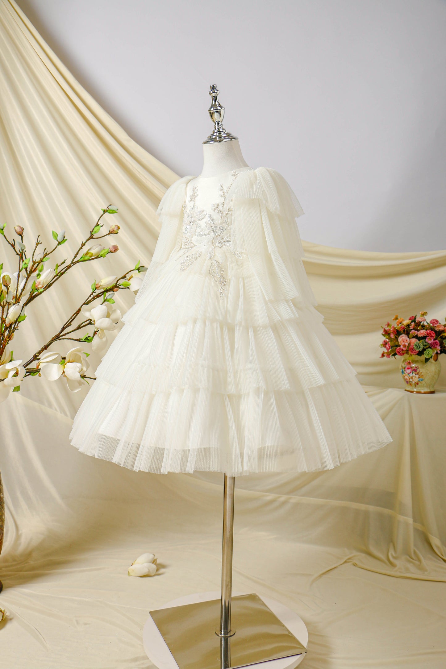 Princess Daliana Tulle Flutter Sleeve Dress
