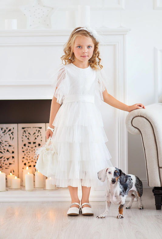 Girls Layered Lace Tulle Dress