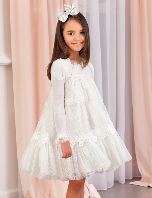 Abel & Lula White Tricot/Tulle Bolero