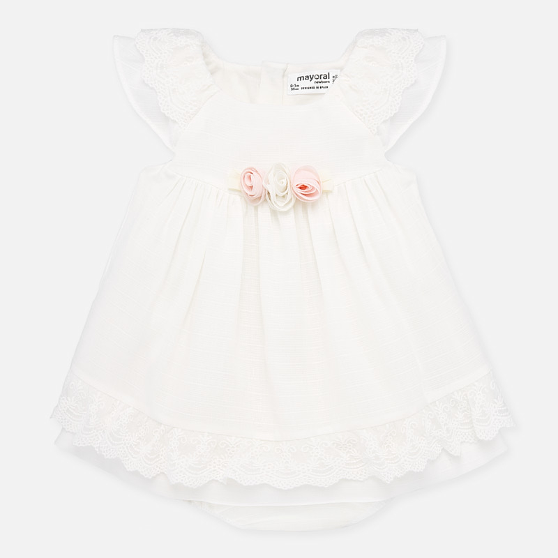 Mayoral Baby Girl Lace Trim Dress w/Roses