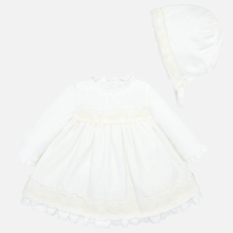Mayoral Baby girl Velvet Dress and Bonnet