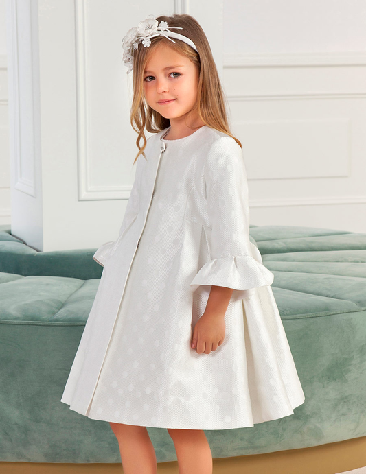 Abel & Lula White Glitter Jacquard Coat