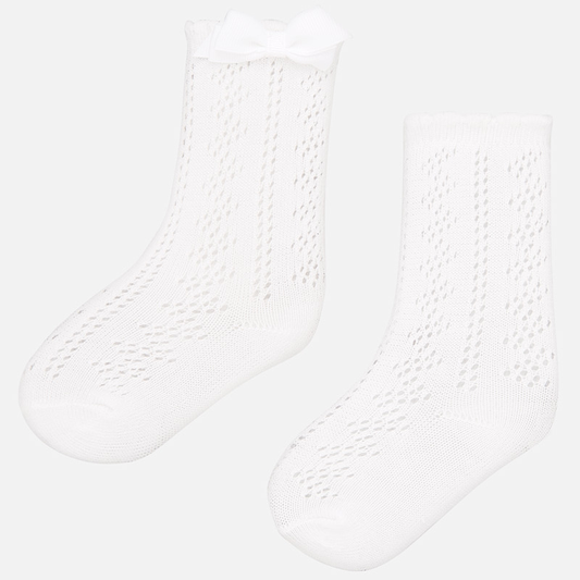 Mayoral Baby Openwork Long Socks with Bow