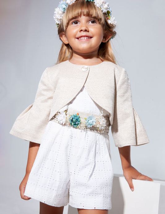 Abel & Lula Beige Textured Bolero Jacket