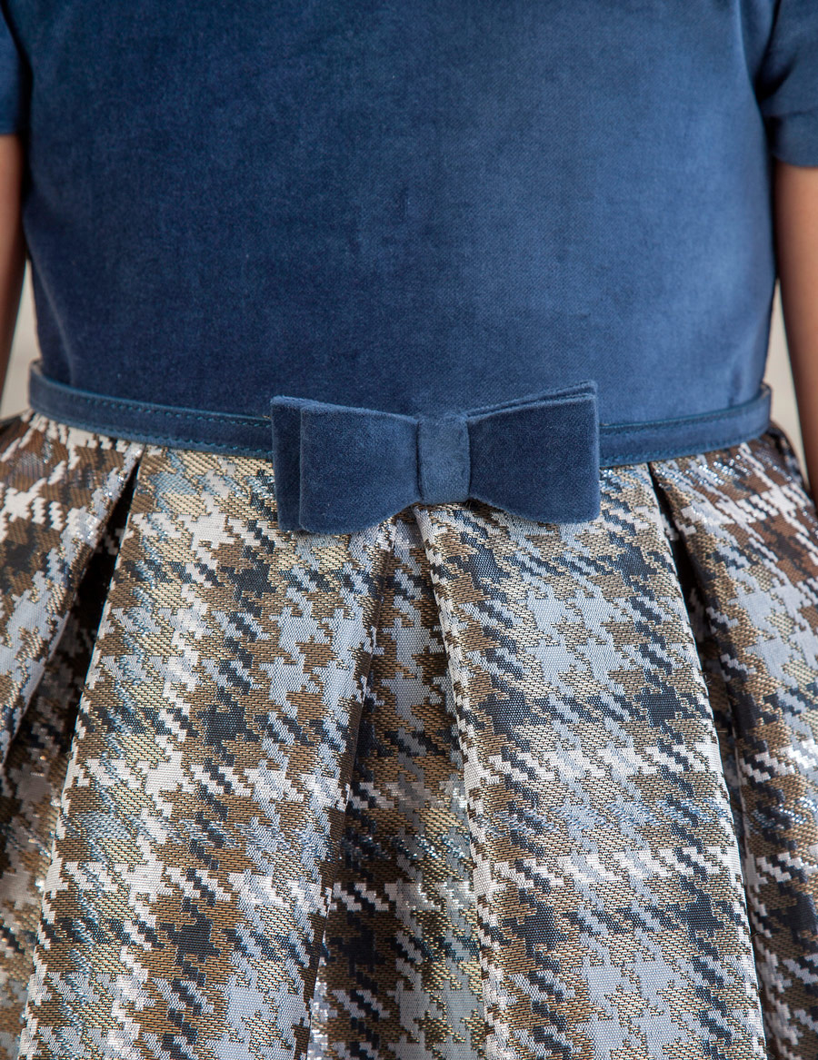 Abel & Lula Night Blue Plaid Jacquard Dress