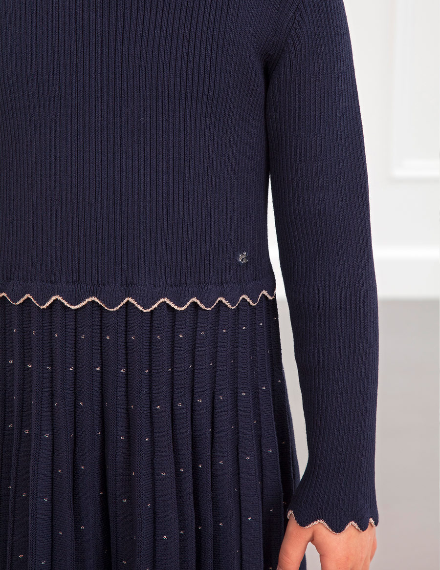 Abel & Lula Navy Lurex Knit Dress