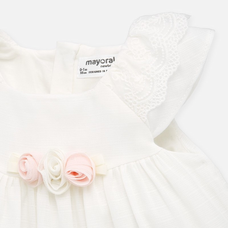 Mayoral Baby Girl Lace Trim Dress w/Roses
