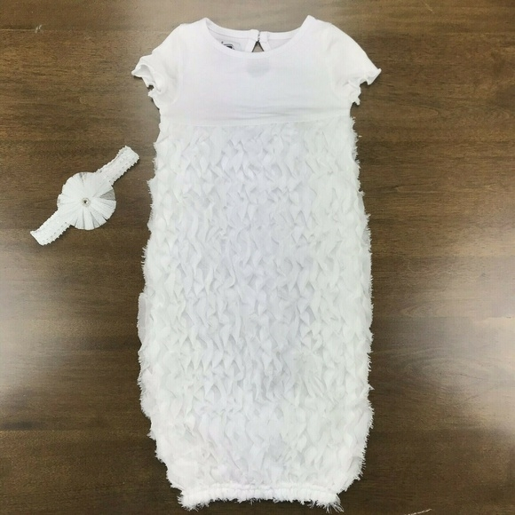 Mudpie White Chiffon Sleep Gown & Headband