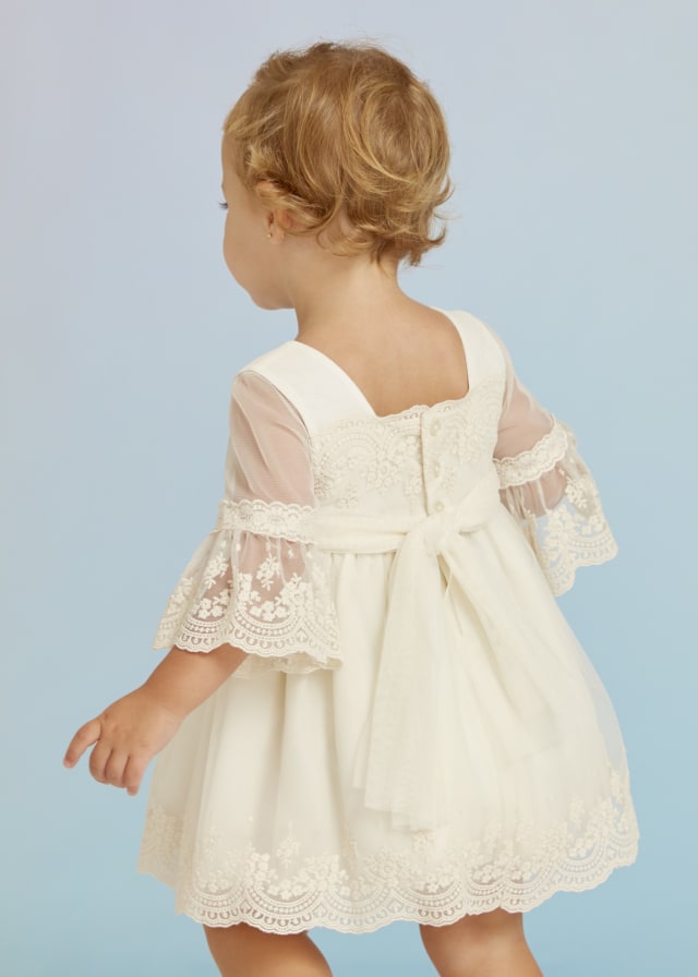 Abel & Lula Embroidered Tulle Baby Dress