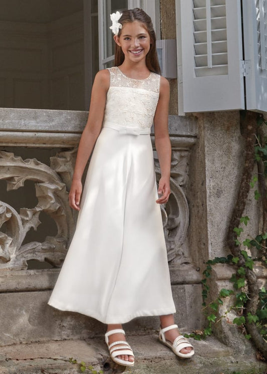 Abel & Lula Long plain crepe jumpsuit with tulle details